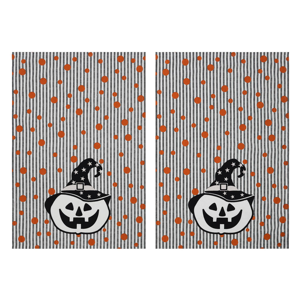 Halloween Jack O Lantern Fall Tea Towels 2pc