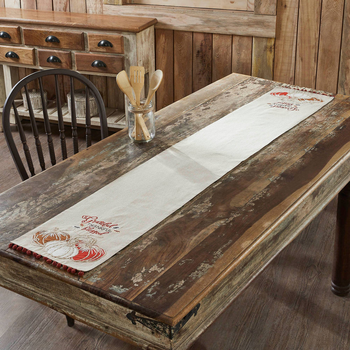 Farmhouse Grateful Thankful Blessed Table Runner 12x72