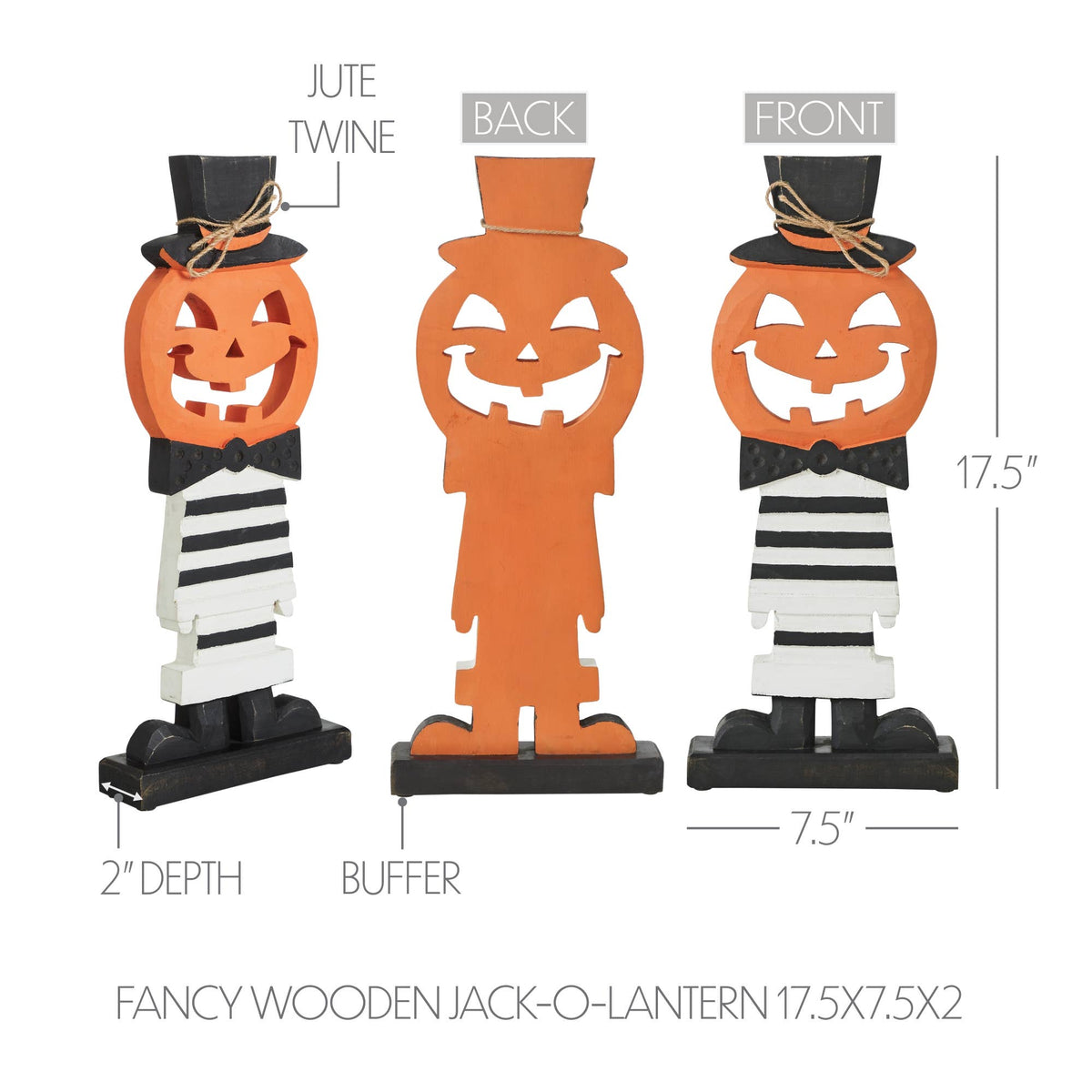 Jack-O'-Lantern with Top Hat Halloween Shelf Sitter 17.5"