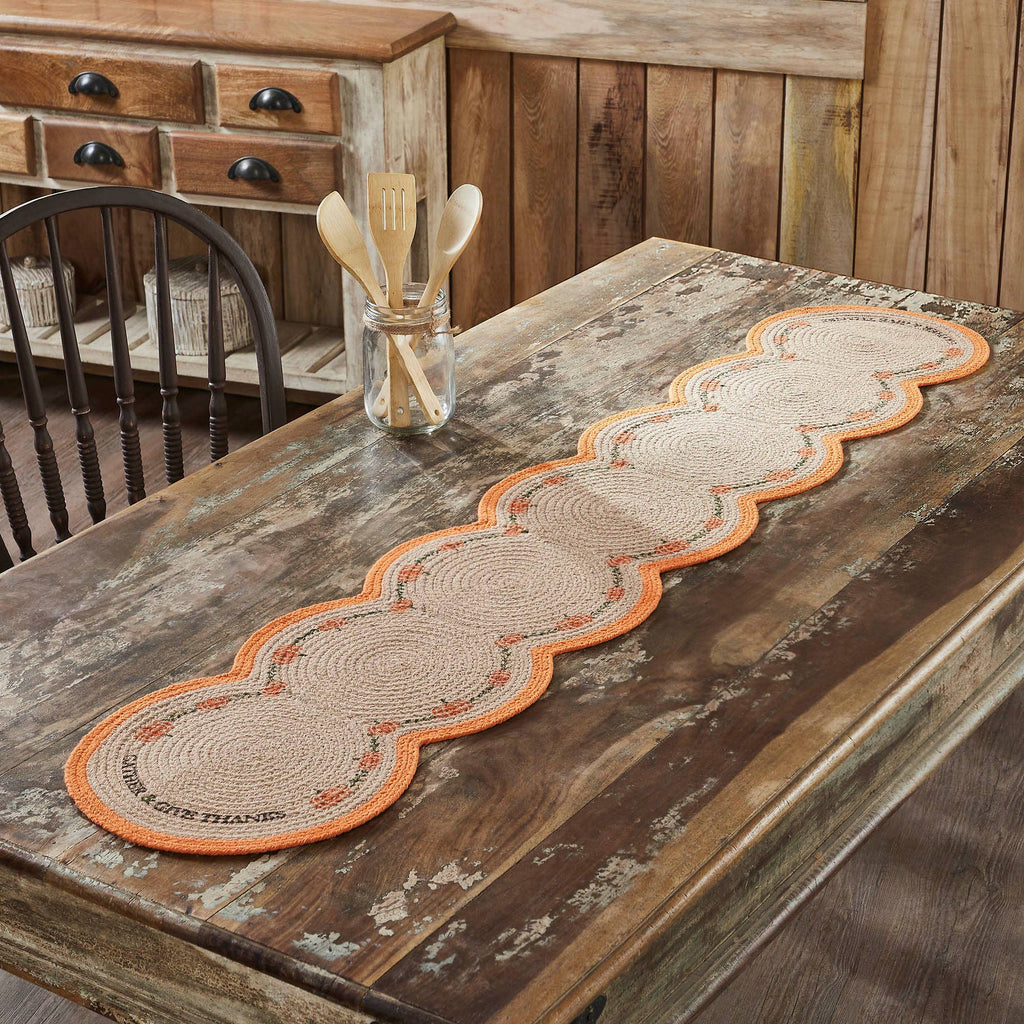 Harvest Blessings Stenciled Pumpkin 12x60 Table Runner