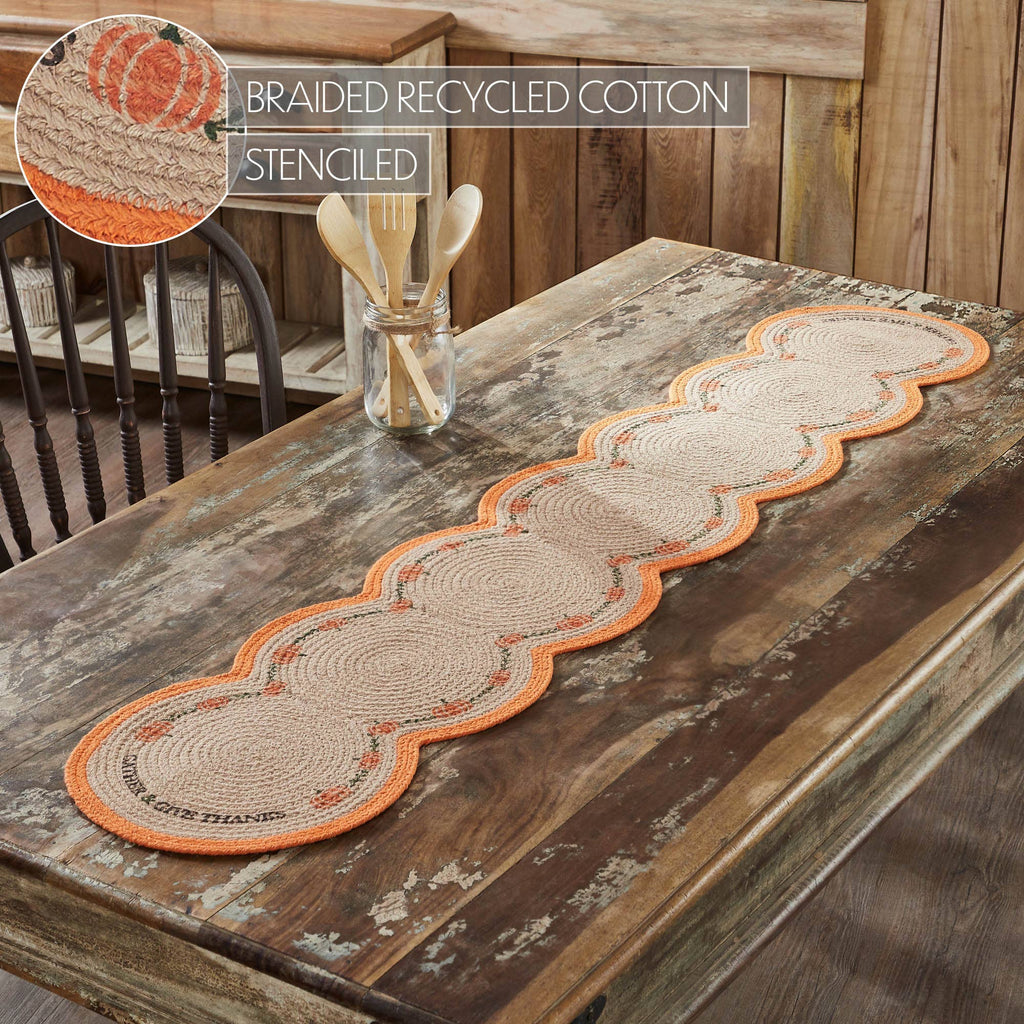 Harvest Blessings Stenciled Pumpkin 12x60 Table Runner