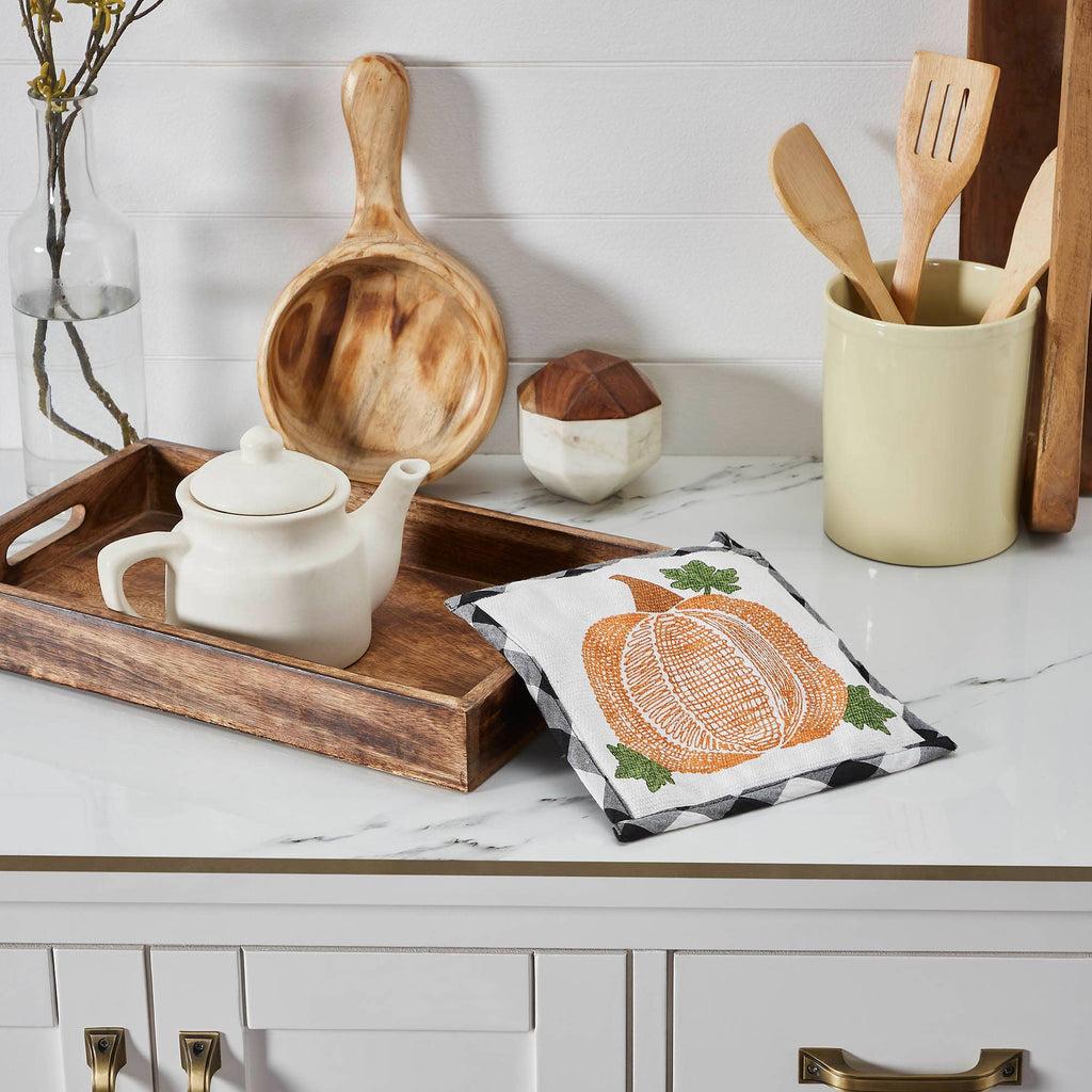 Fall Farmhouse Pumpkin Trivet Hot Pad 8x8