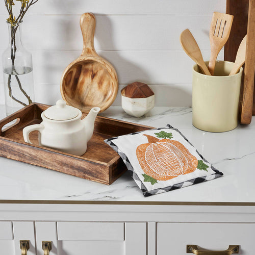 Fall Farmhouse Pumpkin Trivet Hot Pad 8x8