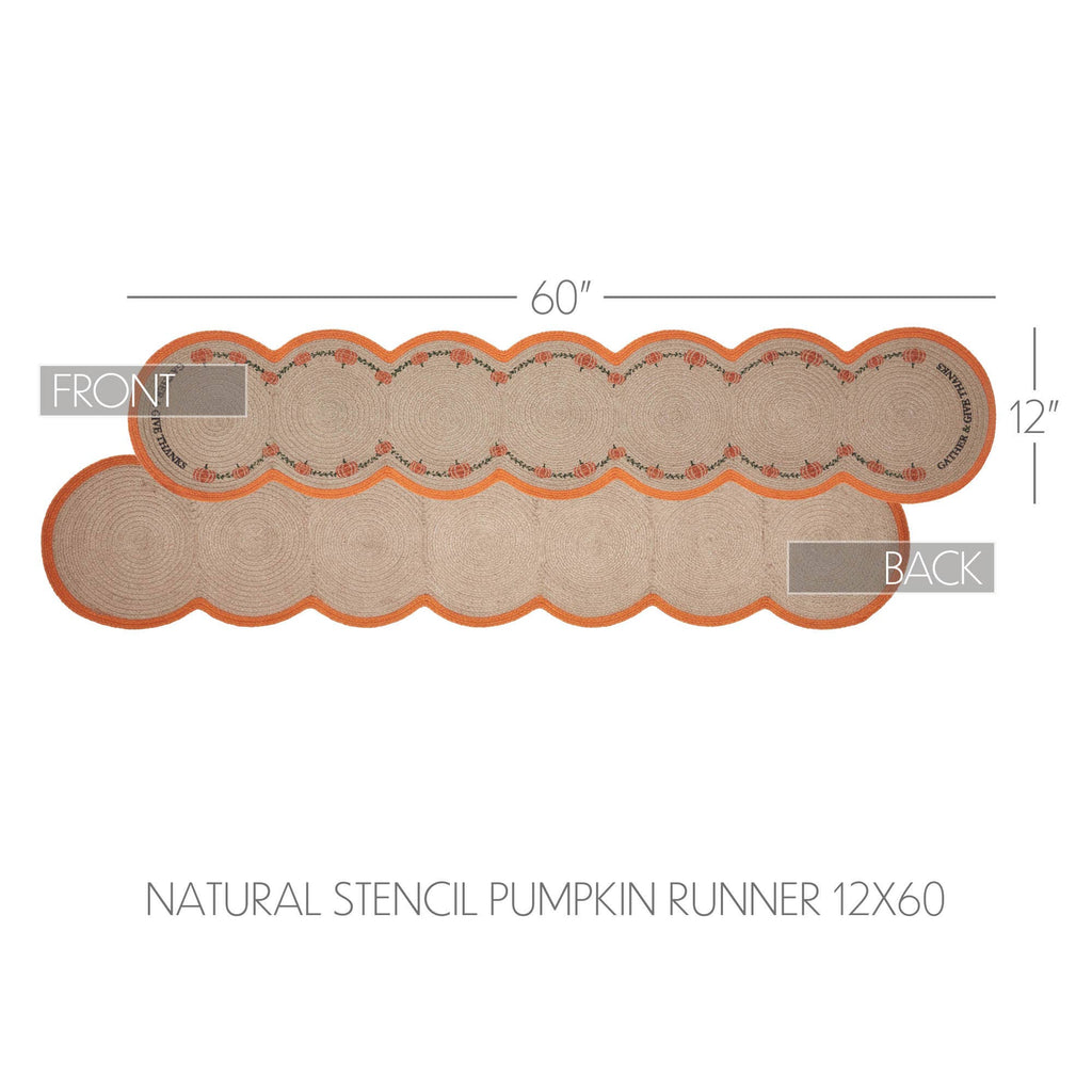 Harvest Blessings Stenciled Pumpkin 12x60 Table Runner