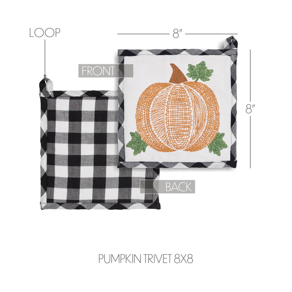 Fall Farmhouse Pumpkin Trivet Hot Pad 8x8