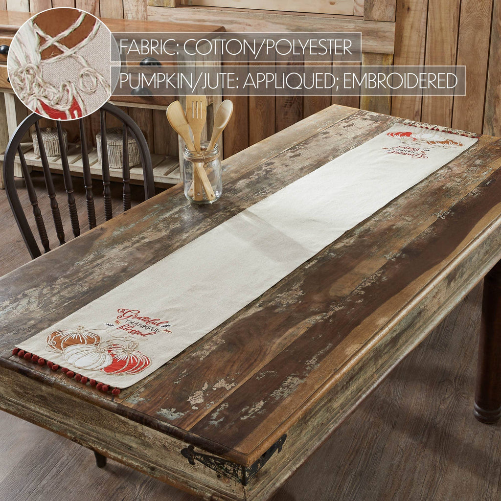 Farmhouse Grateful Thankful Blessed Table Runner 12x72