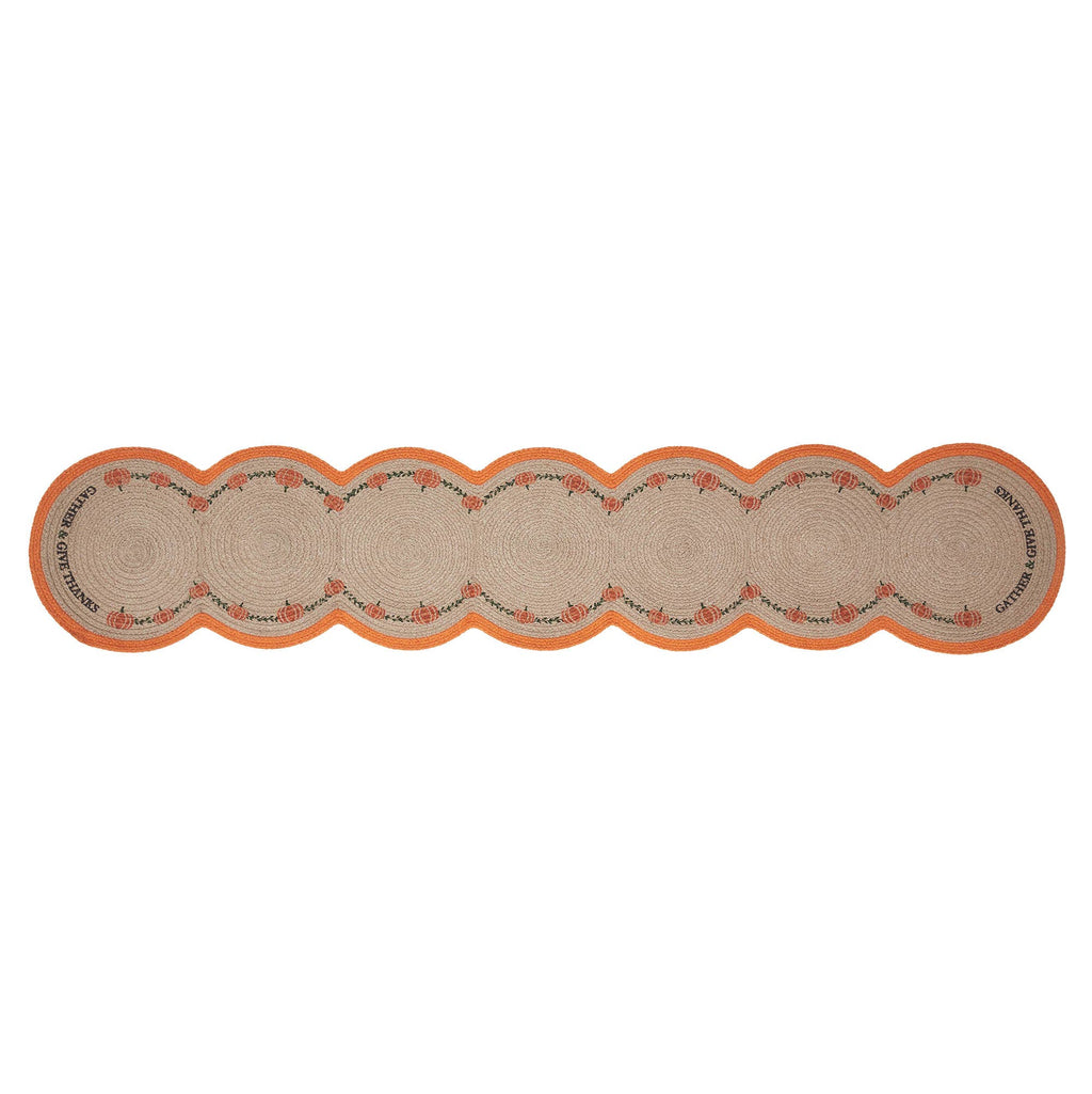 Harvest Blessings Stenciled Pumpkin 12x60 Table Runner