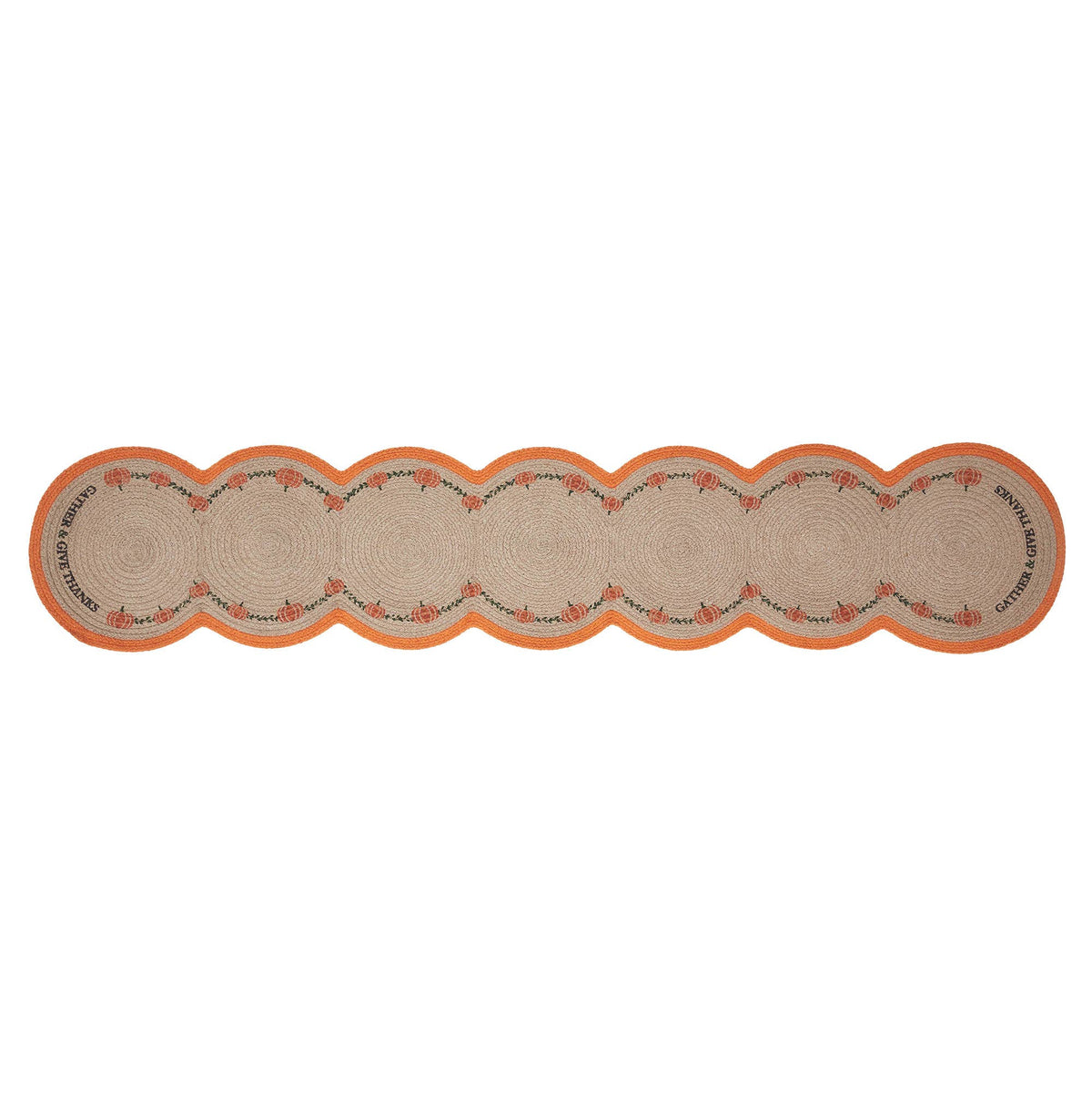 Harvest Blessings Stenciled Pumpkin 12x60 Table Runner